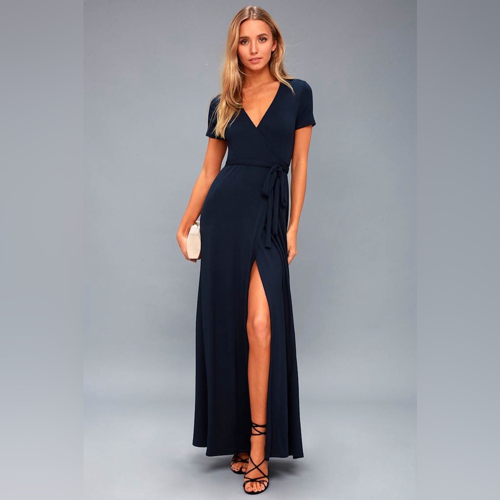 Lulus | Evolve Navy Blue Wrap Maxi Dress